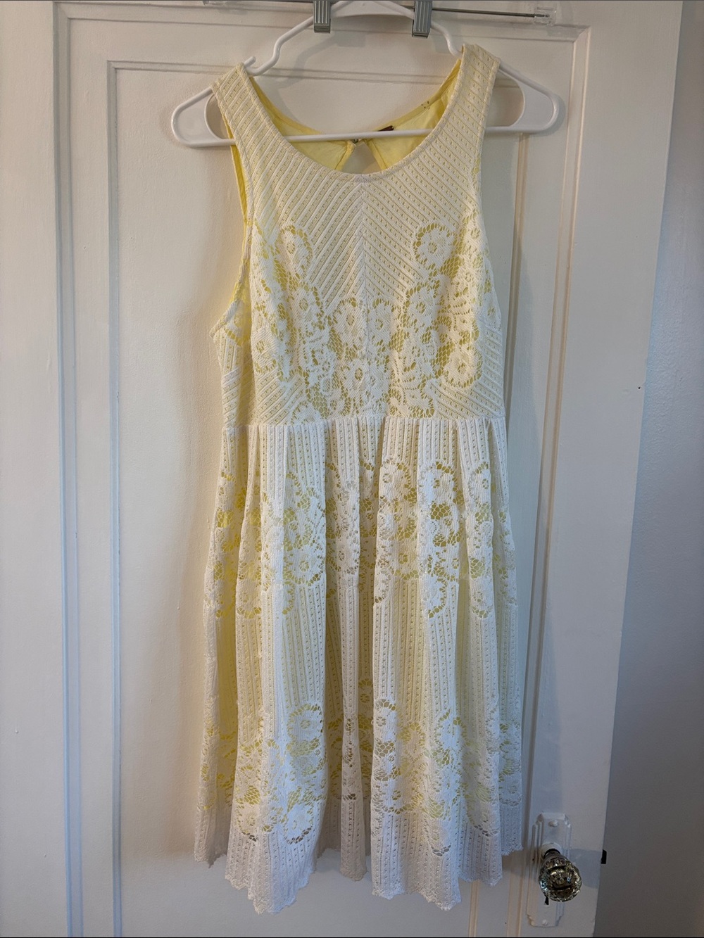 Free People Yellow and White Lace Midi Dress